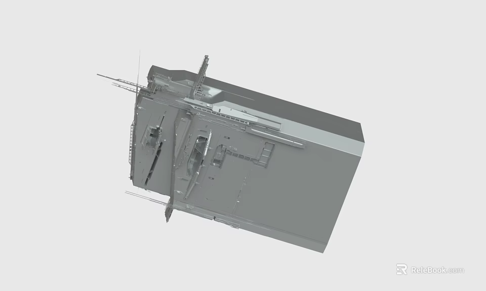 Gray Industrial Mechanical Component With Metal Frames And Mounting Brackets 3d model 