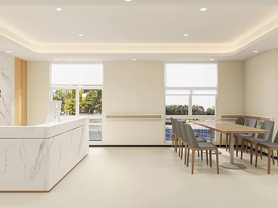 Modern Hospital Outpatient Clinic With Marble Reception Large Windows And Conference Table 3d model