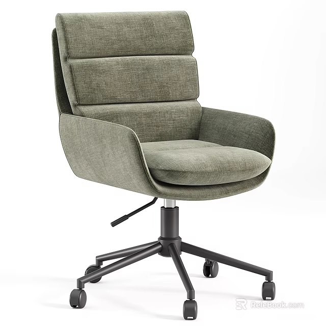 Modern Comfortable Fabric Office Chair With High Back And Rolling Wheels 3d model 