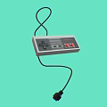 Classic Retro Game Controller Entertainment Electronics with Red Buttons and Connected Cable for Gaming Enthusiasts 3d model