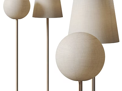 Elegant Modern Floor Lamps With Linen Shades And Brass Poles Design 3d model