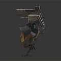 Dual Mechanical Rabbit Robots With Colorful Vintage Armor And Weapon Attachments
