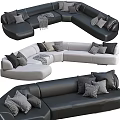 Modern Sectional Sofa in Black and Gray with Checkered Pillows and Plush Design
