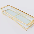 Modern Glass Coffee Table With Gold Metal Frame And Minimalist Design
