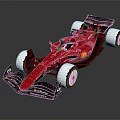 Red Formula 1 Racing Car With Shell Logo Aerodynamic Body And White Wheels