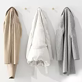 Long Sleeve Coats in Beige White Gray Hanging on Wall with Belted Detail