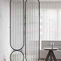 Modern Room Dividers With Circular Patterns Vertical Lines And Gold Black Frames 3d model