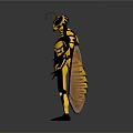 Yellow and Black Wasp 3D Model Creature with Horned Head Wings and Multiple Limbs