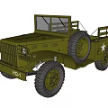 Vintage Yellow Military Truck with Large Tires Open Cargo Bed Star Emblem