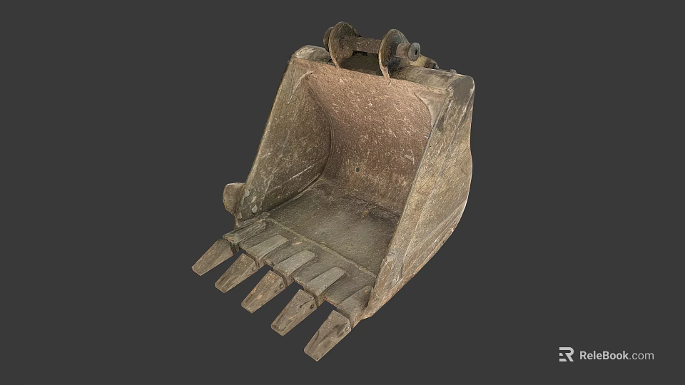 Old Excavator Bucket With Worn Metal Surface And Toothed Bottom Structure 3d model 