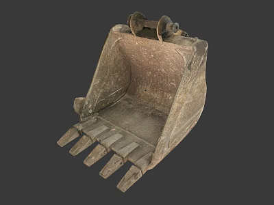 Old Excavator Bucket With Worn Metal Surface And Toothed Bottom Structure 3d model