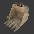 Old Excavator Bucket With Worn Metal Surface And Toothed Bottom Structure 3d model