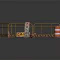 Construction Site Safety Barrier With Warning Signs Traffic Cones And Isolation Blocks