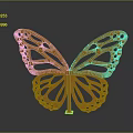 Orange Butterfly Decorative Figurine With Hollowed Out Pattern On Shiny Surface With Reflection 3d model