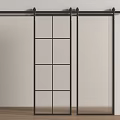 Minimalist Interior Sliding Doors With Black Frame And Ribbed Glass