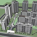 Modern High Rise Residential Complex Layout With Green Areas And Entrance