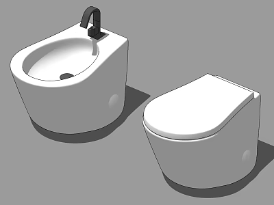 Modern White Toilet And Sink In Contemporary Bathroom Interior Design 3d model
