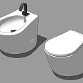 Modern White Toilet And Sink In Contemporary Bathroom Interior Design