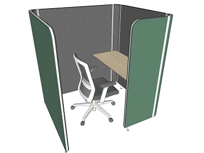 Green Office Partition Workspace With Table And Chair For Productive Work 3d model