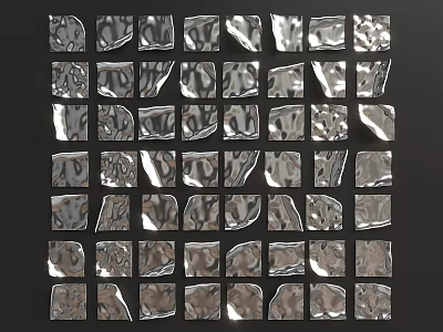 Metallic Wall Decor with Irregular Shapes Arranged in Grid Pattern for Modern Interior 3d model