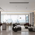 Modern Living Dining Room Interior With Wooden Cabinets Sofa And Dining Table