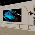 Modern TV Background Wall Design With Curved Lighting And Decorative Plants