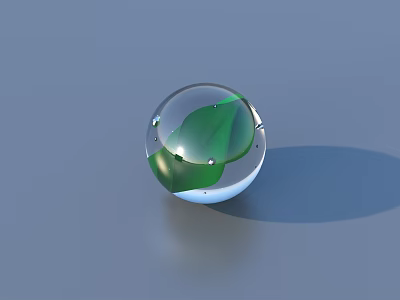 Decorative Transparent Sphere With Green Leaf For Home Living Supplies 3d model