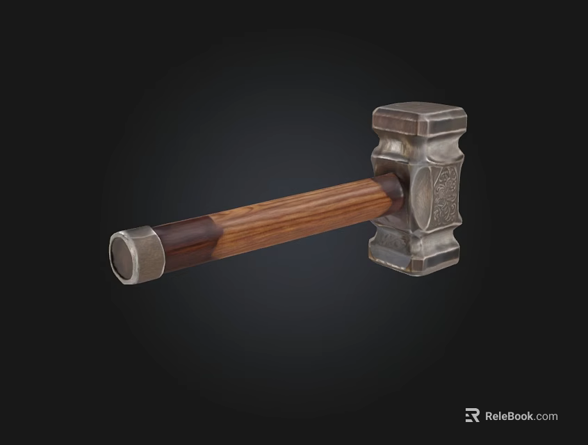 Durable Metal Head Hammer With Wooden Handle For DIY And Home Repair 3d model 