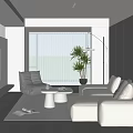 Modern Living Room Interior Design With White Sofa Gray Armchair And Floor Lamp