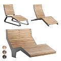 Wooden Loungers on Outdoor Ground with Metal Frames and Modern Design