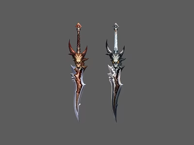Two Fantasy Style Swords With Ornate Hilts Intricate Patterns And Elaborate Decorative Details 3d model