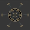 Mechanical Circular Industrial Device With Radial Metallic Arms And Central Structure