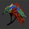 Dragon Inspired Helmet For Game Movie Character With Blue Green Red Ornate Shiny Design