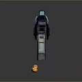 Futuristic Sci Fi Gun With Gray Blue Body Green Glow And Yellow Duck Accessory