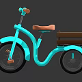 Kids Turquoise Tricycle With Wooden Cargo Box Brown Handlebars And Seat