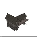 Traditional Style Ancient Architecture with Wooden Frame Tile Roof and Multi Story Design