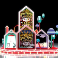 Illuminated Lantern Festival Photo Check-in Spot With Cartoon Character And Cloud Decorations