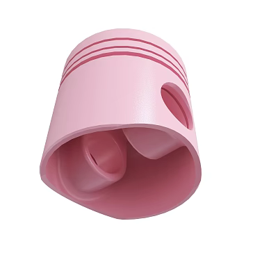 Pink Piston Mechanical Part With Cylindrical Design Surface Grooves And Central Hole 3d model