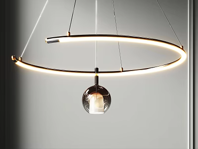 Modern Circular Chandelier With Illuminated Ring And Metal Frame Design 3d model