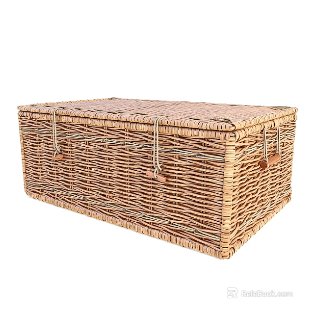 Woven Rattan Storage Basket for Organizing Home Items in Living Room and Bedroom 3d model 