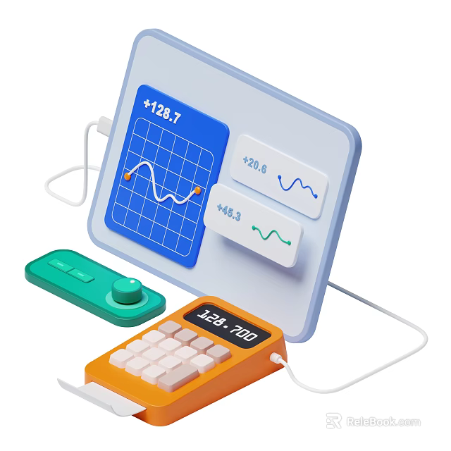 Smart Machine for Data Monitoring with Graph Display Real Time Metrics and Digital Controller 3d model 
