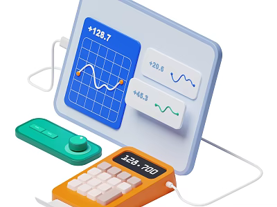 Smart Machine for Data Monitoring with Graph Display Real Time Metrics and Digital Controller 3d model