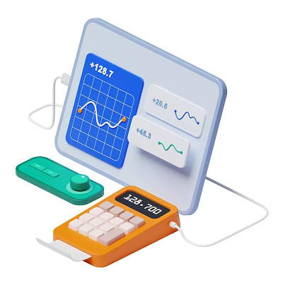 Smart Machine for Data Monitoring with Graph Display Real Time Metrics and Digital Controller 3d model