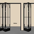 Sleek Modern Black Frame Folding Doors With Grid Design For Interior Space 3d model