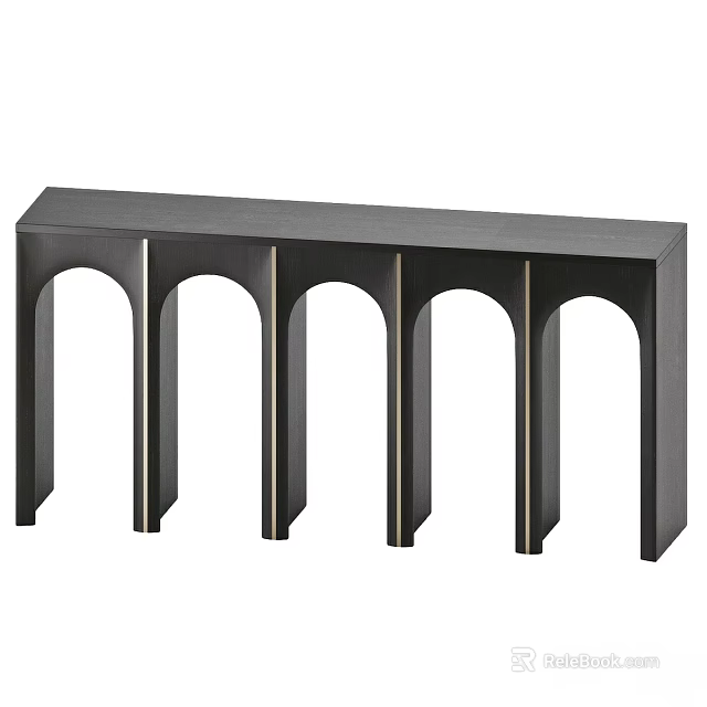 Black Console Table With Arched Legs Modern Design For Home Decor 3d model