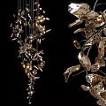 Elegant Modern Metallic Chandelier with Crystal Prism Shapes and Illuminated Warm Light