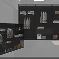 Modern Wardrobe with Glass Doors Hanging Clothes Folded Clothes and Storage Boxes