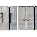 Multiple Silver Refrigerators and Freezers with Various Door Styles and Modern Design 3d model
