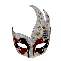 Ornate Silver Venetian Mask Featuring Golden Accents Red Black Details And Sparkle