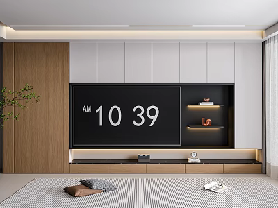 Modern Foyer Hallway With Wooden Panels Storage Cabinets And Digital 3d model